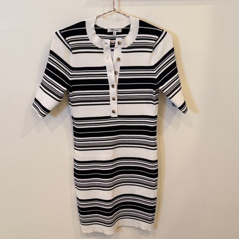 Madewell Striped Black and White Knit Dress